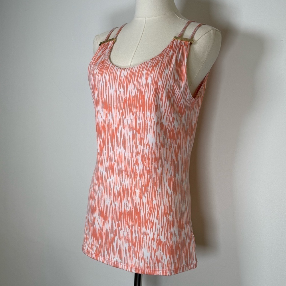 Michael Kors Strappy Tank Top Gold Metal Logo Detail Women’s Size Small - Picture 2 of 11